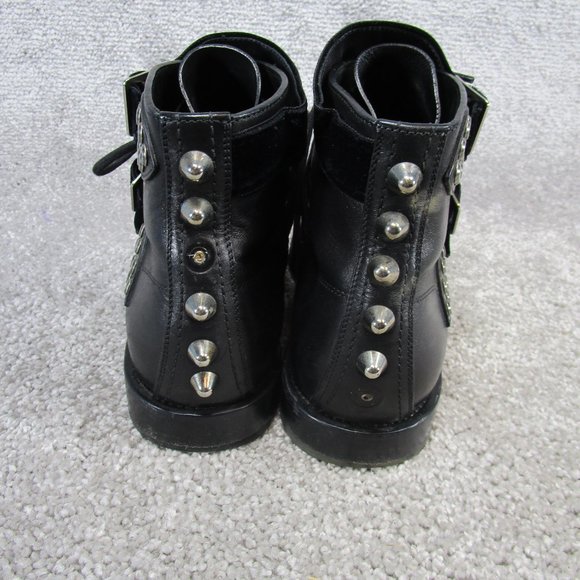 Saint Laurent Booties Womens Size 38.5 Eu 8 Us Western Ankle Black Leather Studd - Picture 7 of 13